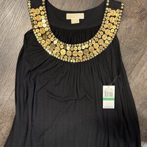 NEW WITH TAGS Michael kors gold embellished bib top size large